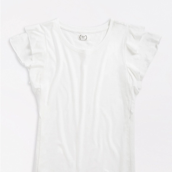 Maurices 24/7 Solid White Ruffle Sleeve Tee T-Shirt L Feminine Pretty Classic - Picture 4 of 16